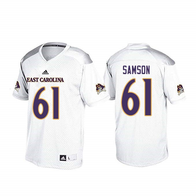 Men #61 Joseph Samson ECU Pirates College Football Jerseys Sale-White